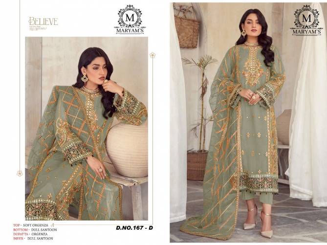 167 Maryams Soft Organza With Embroidery Pakistani Suits Wholesale Shop In Surat
